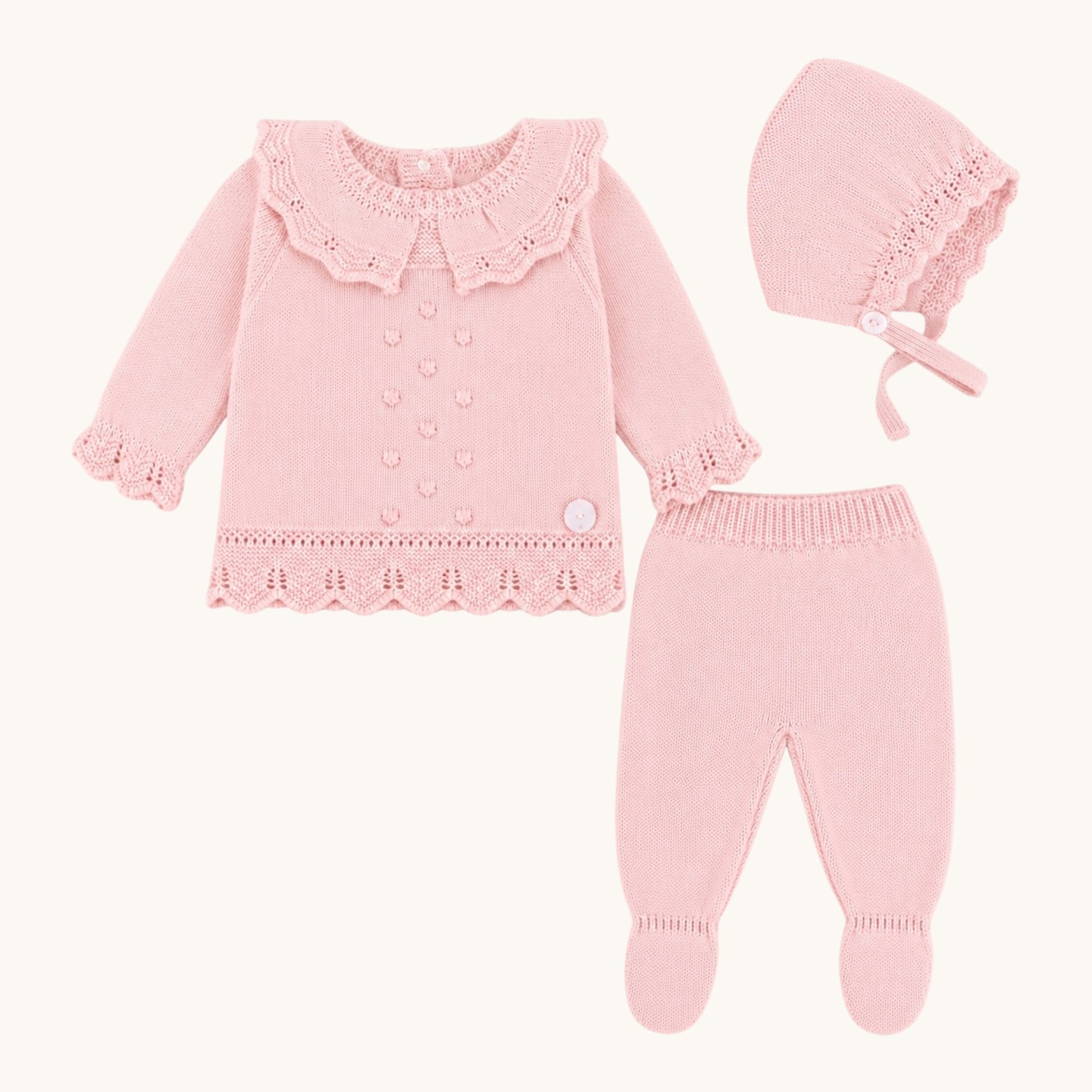 Knit Newborn Set Dusty Rose