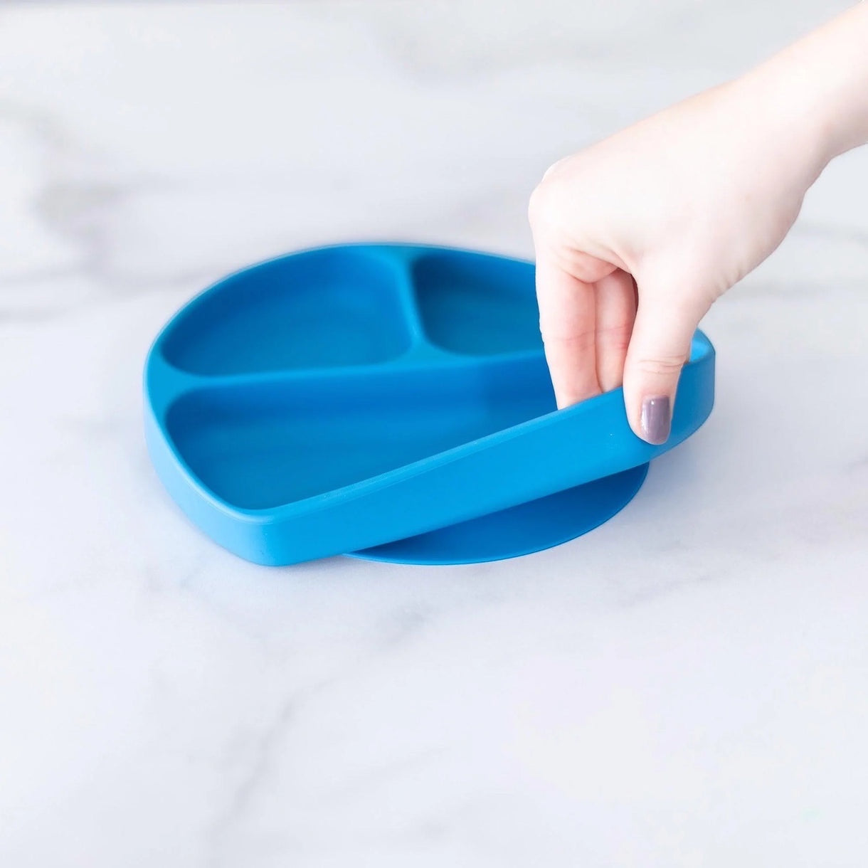Silicone grip dish dark blue