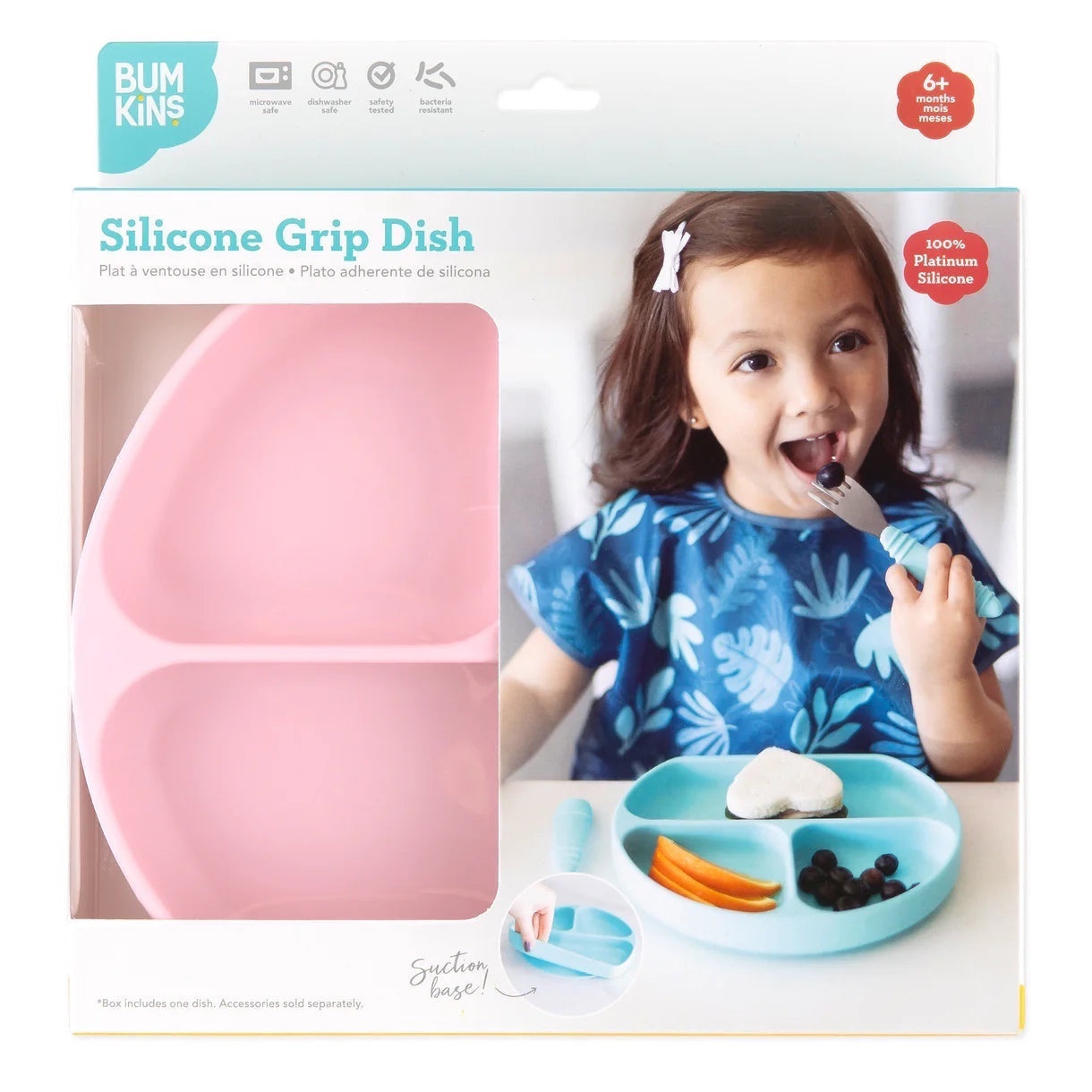 Silicone grip dish pink