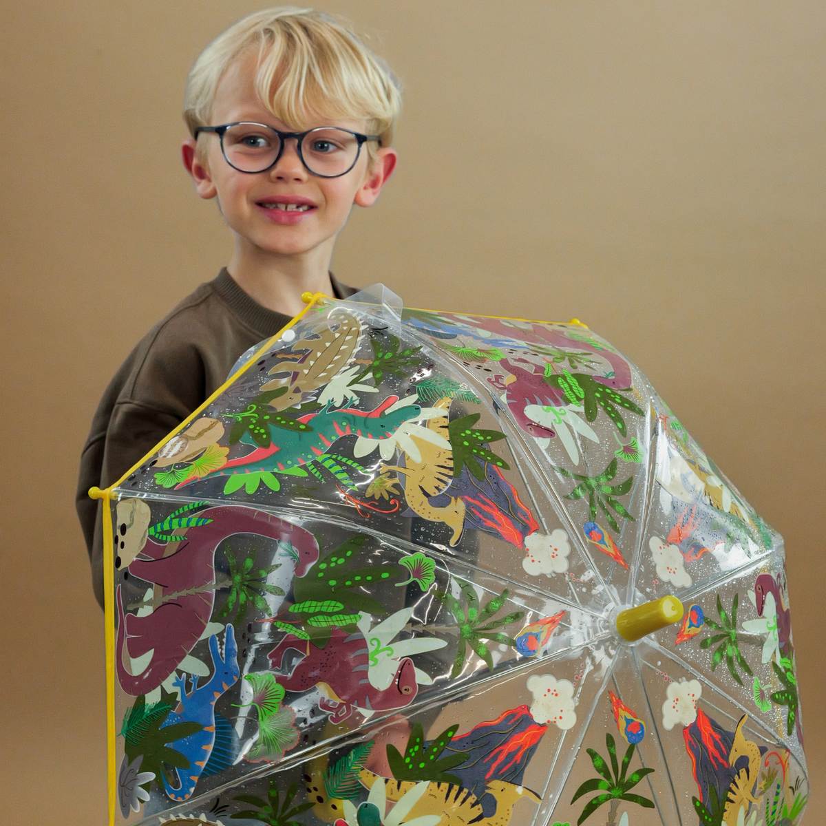 Transparent Colour Changing Umbrella - Dino