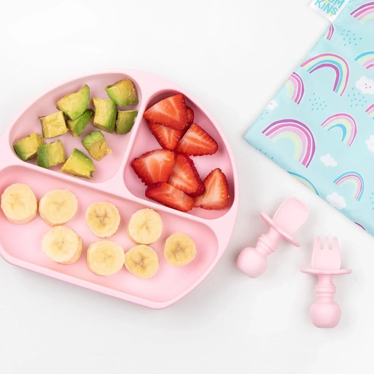 Silicone grip dish pink