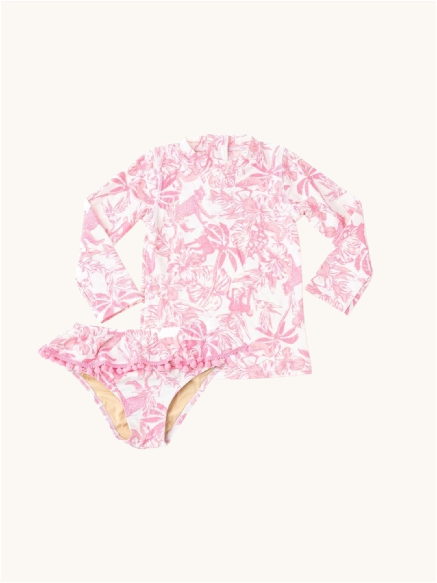 Pink Paradise Girls Rashguard Swim Set