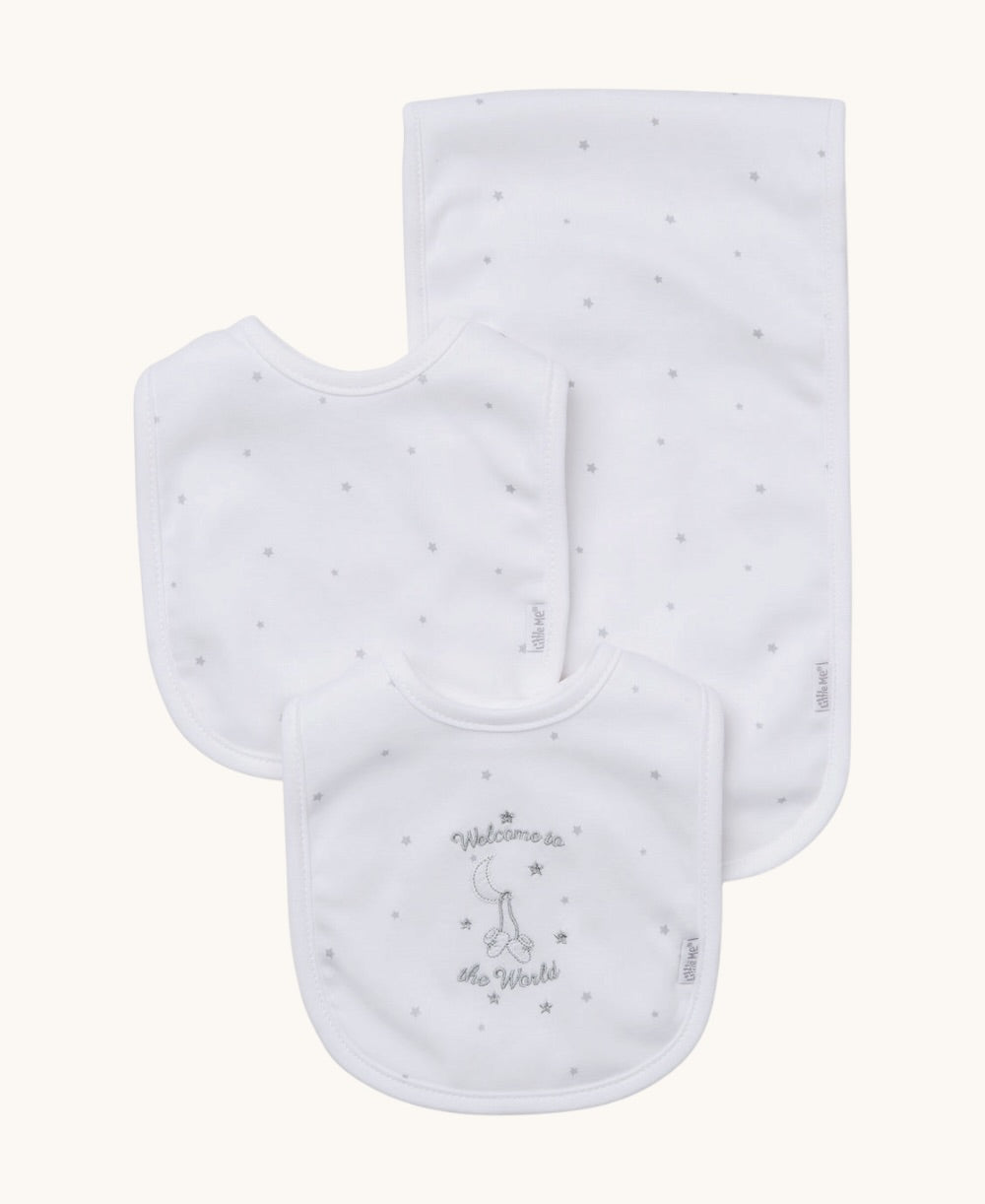 Welcome To The World Bib & Burp Set