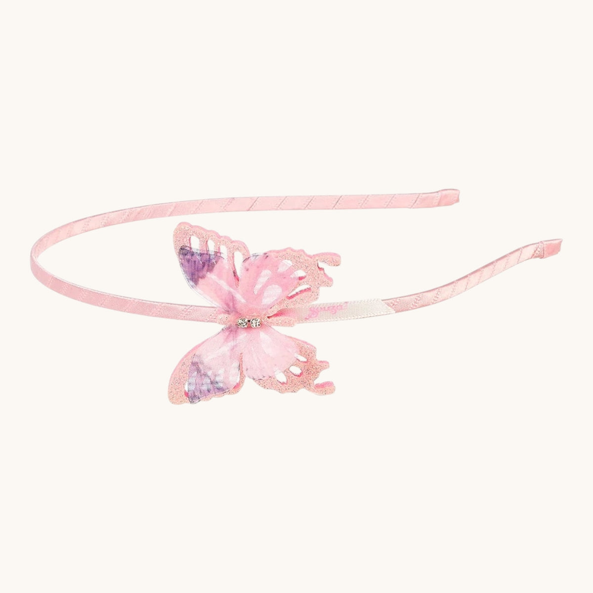 Cathleen Tiara w/pink butterfly - Hair Accessory