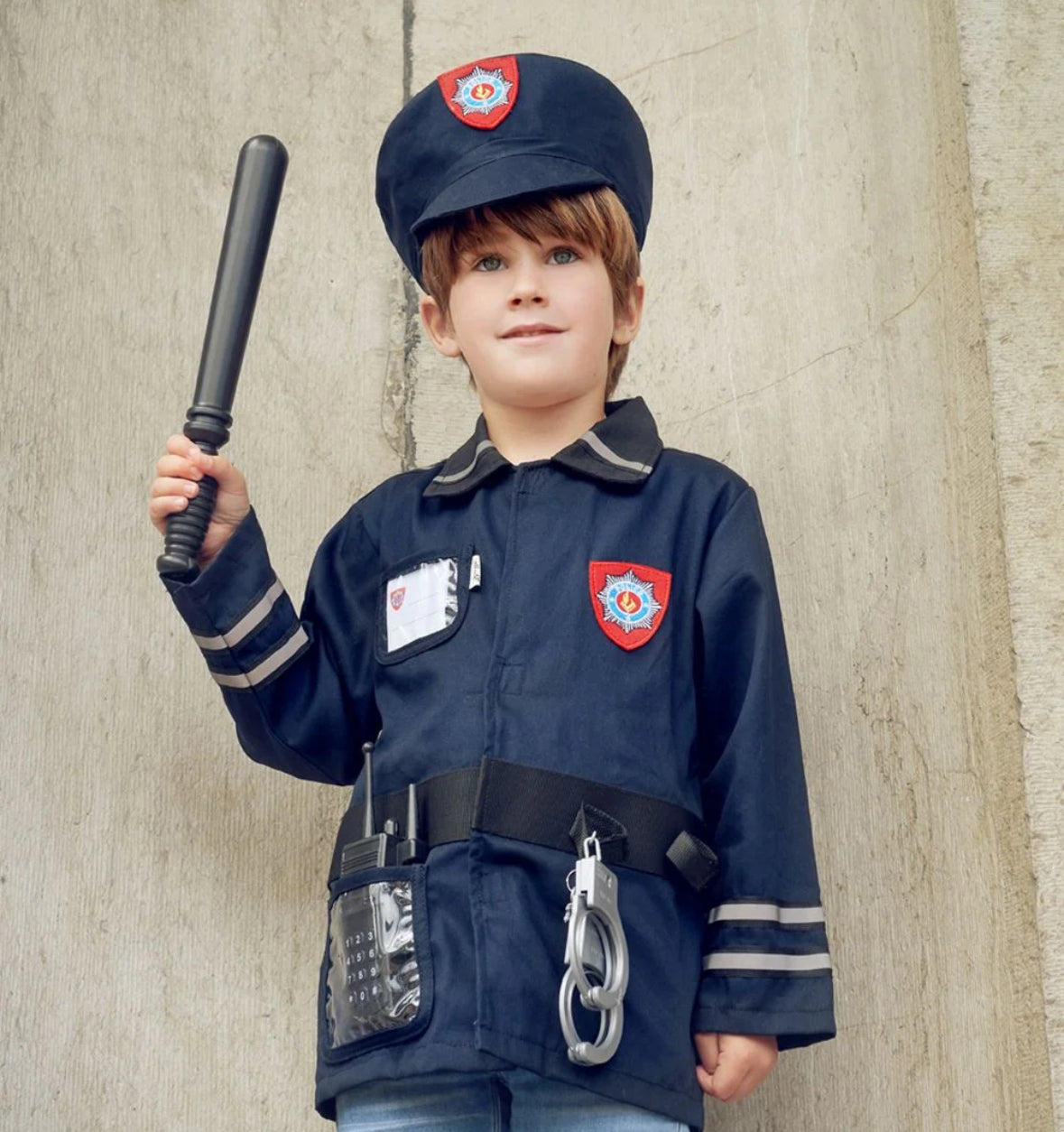 Policeman Costume Set for Children – Includes Accessories for Role-Play & Entertainment - sz 4-7 yrs