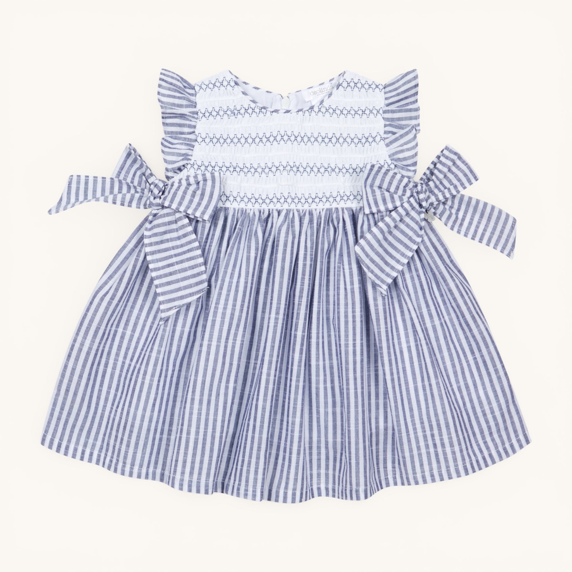 Margot Navy Stripe Smocked dress