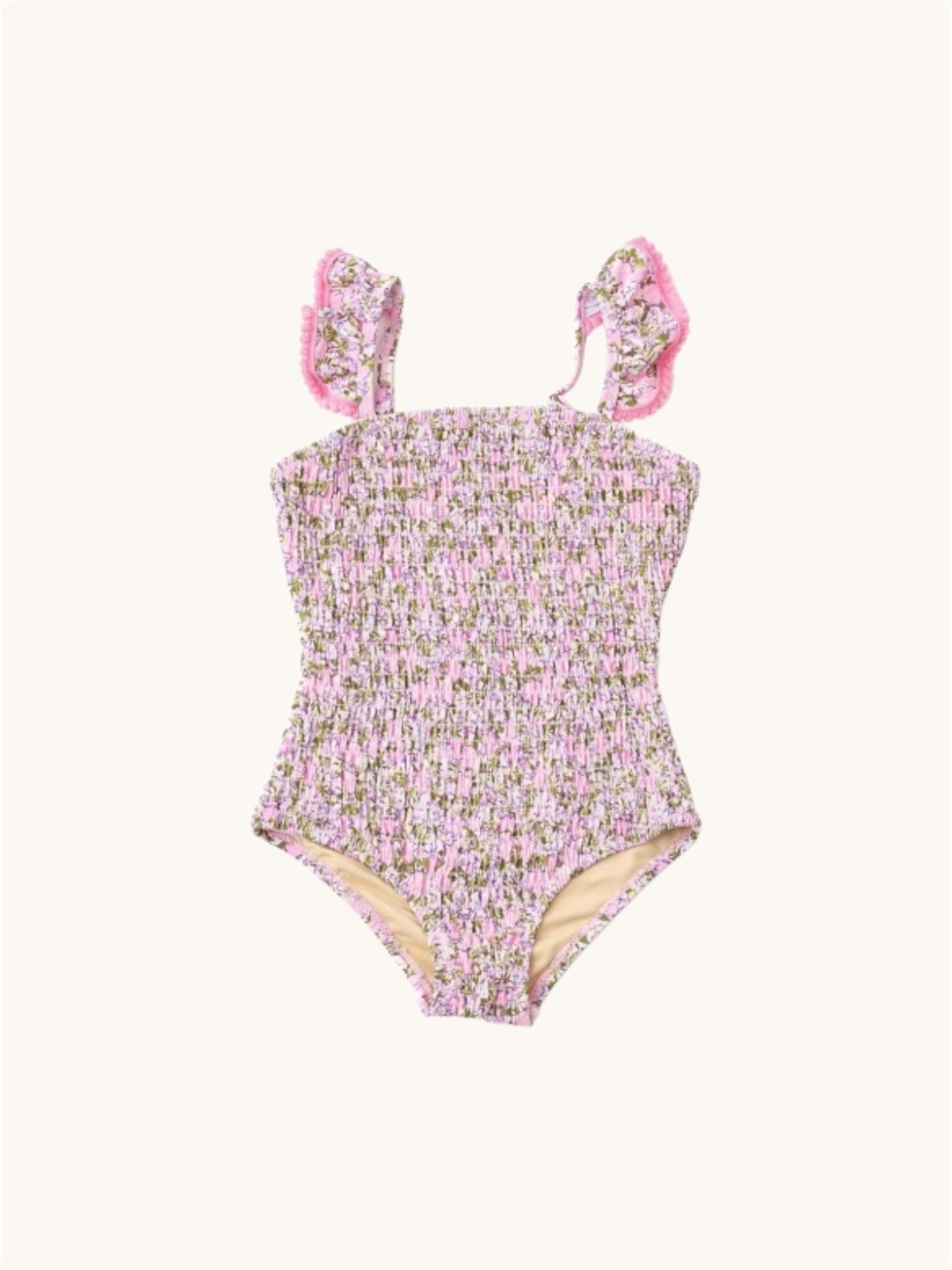 Blushing Blooms Girls Smocked One Piece Swimsuit