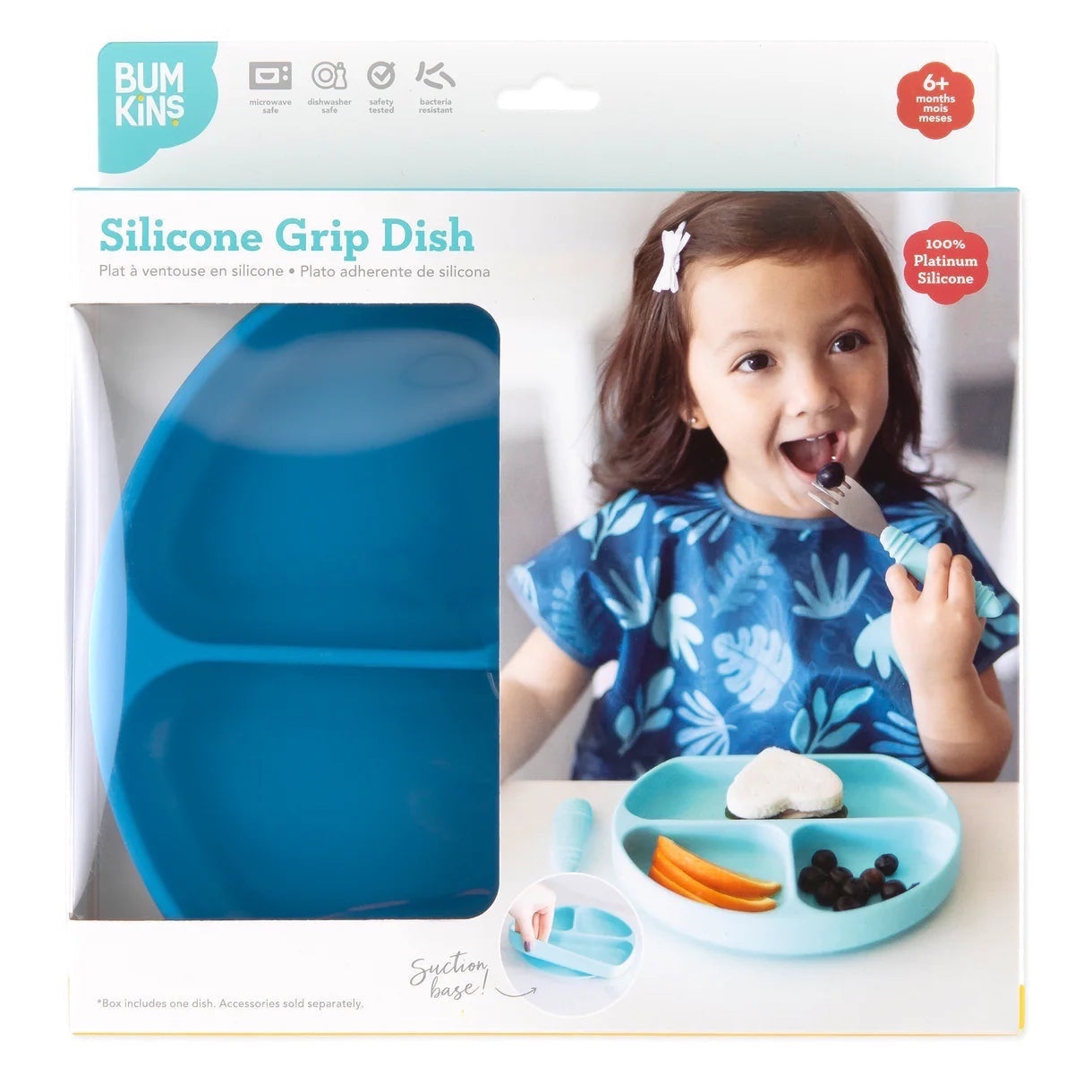 Silicone grip dish dark blue