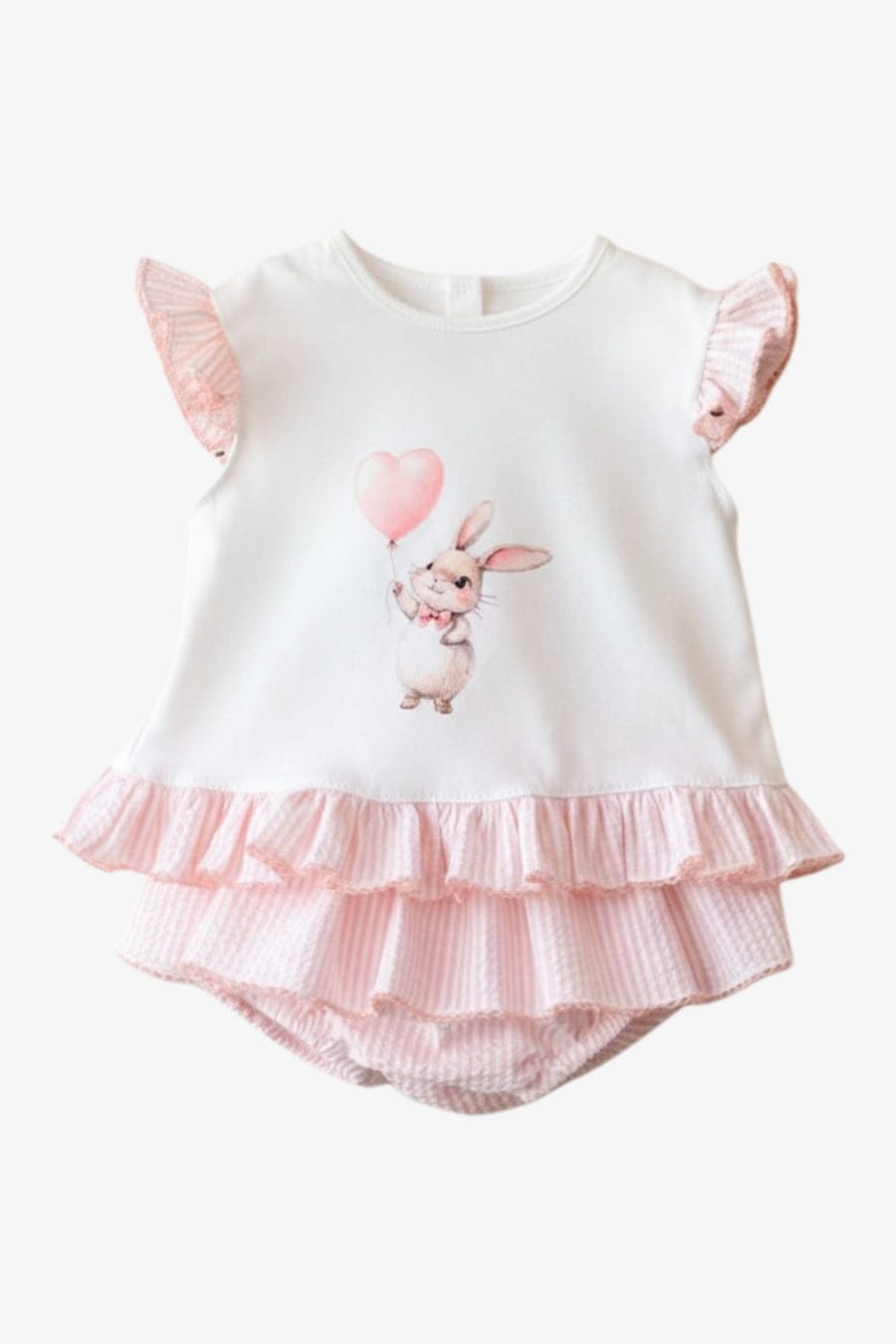 Pale Pink Stripe Bunny Top & Skort