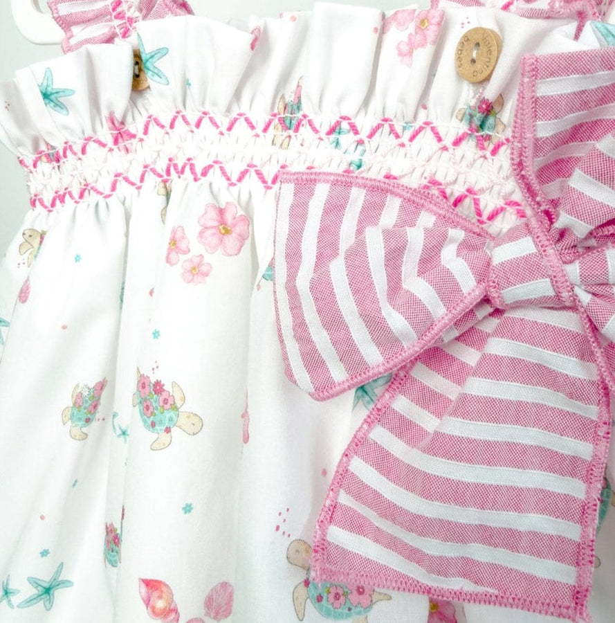 Pink Beach Print Blouse & Skort