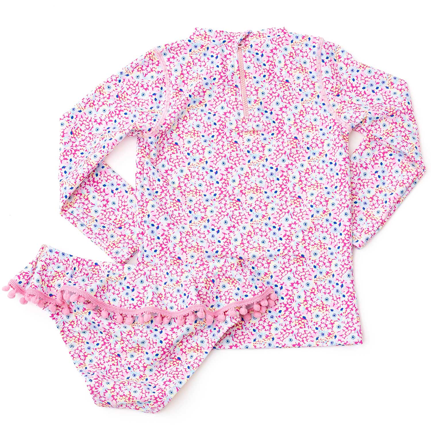 Electric Ditsy Girls Rashguard Swim Set
