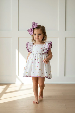 Purple Gingham Fruit Dress & Bloomers