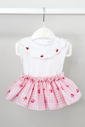 Pink Gingham Cherry Blouse & Skort