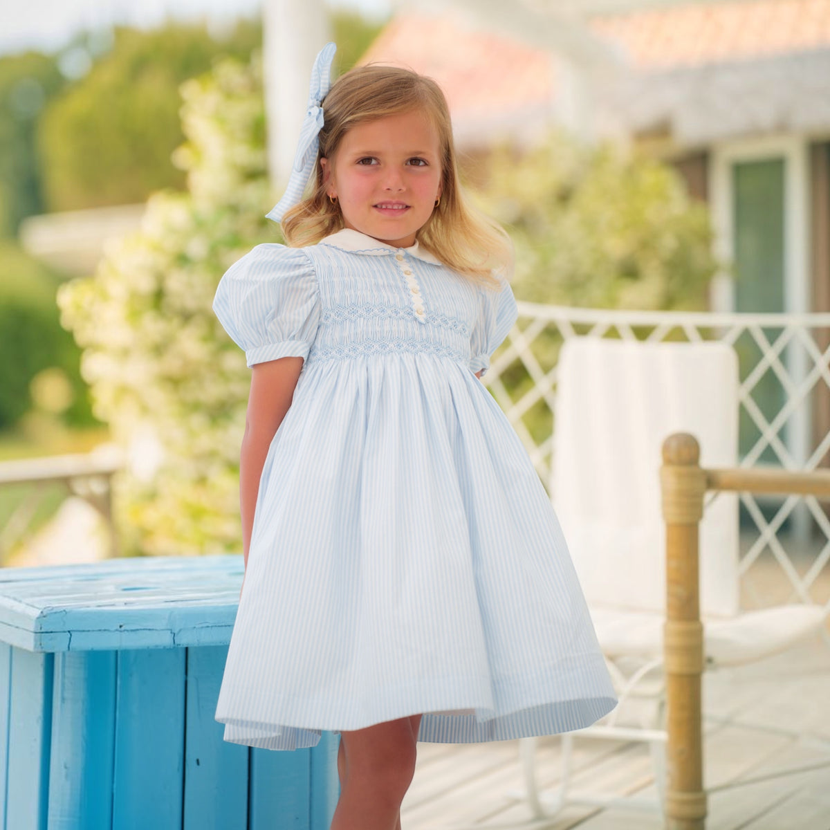 Water Stripes Smocked Dress
