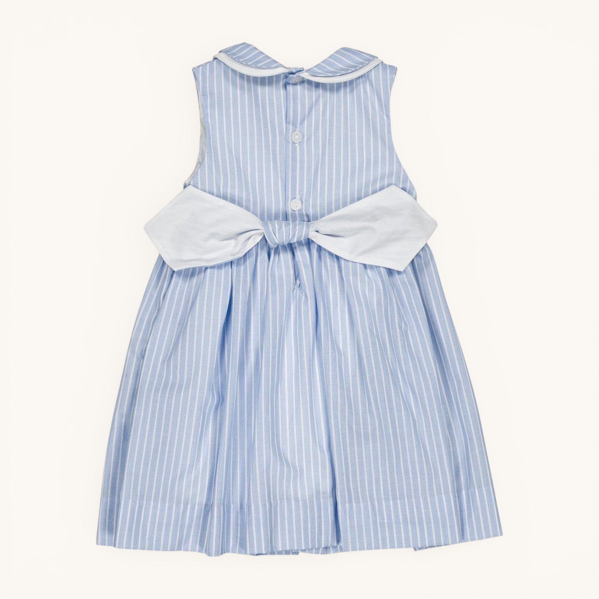 Maud Smocked Dress — Cornflower Blue Stripe