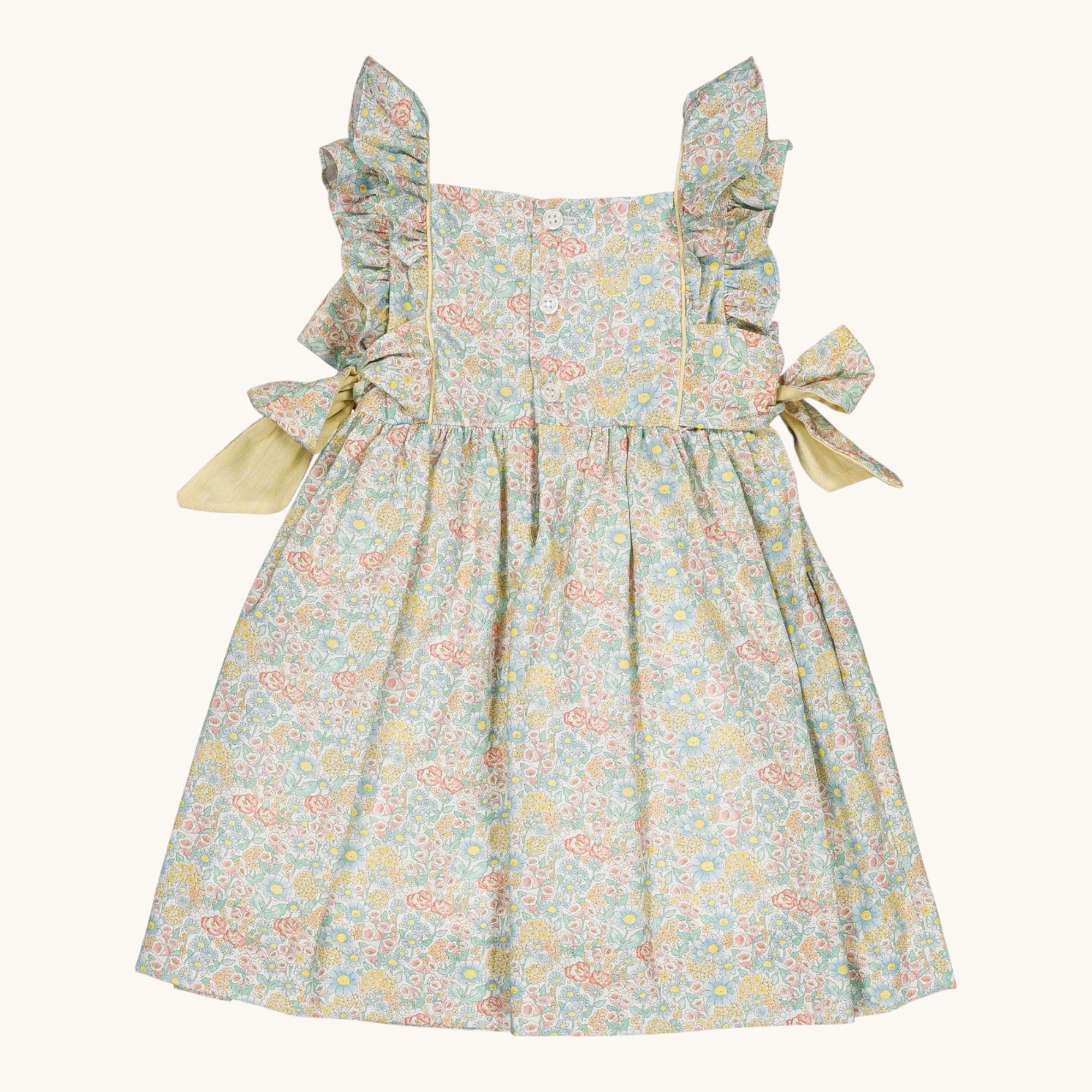 Kiara Floral Dress — Coral Yellow