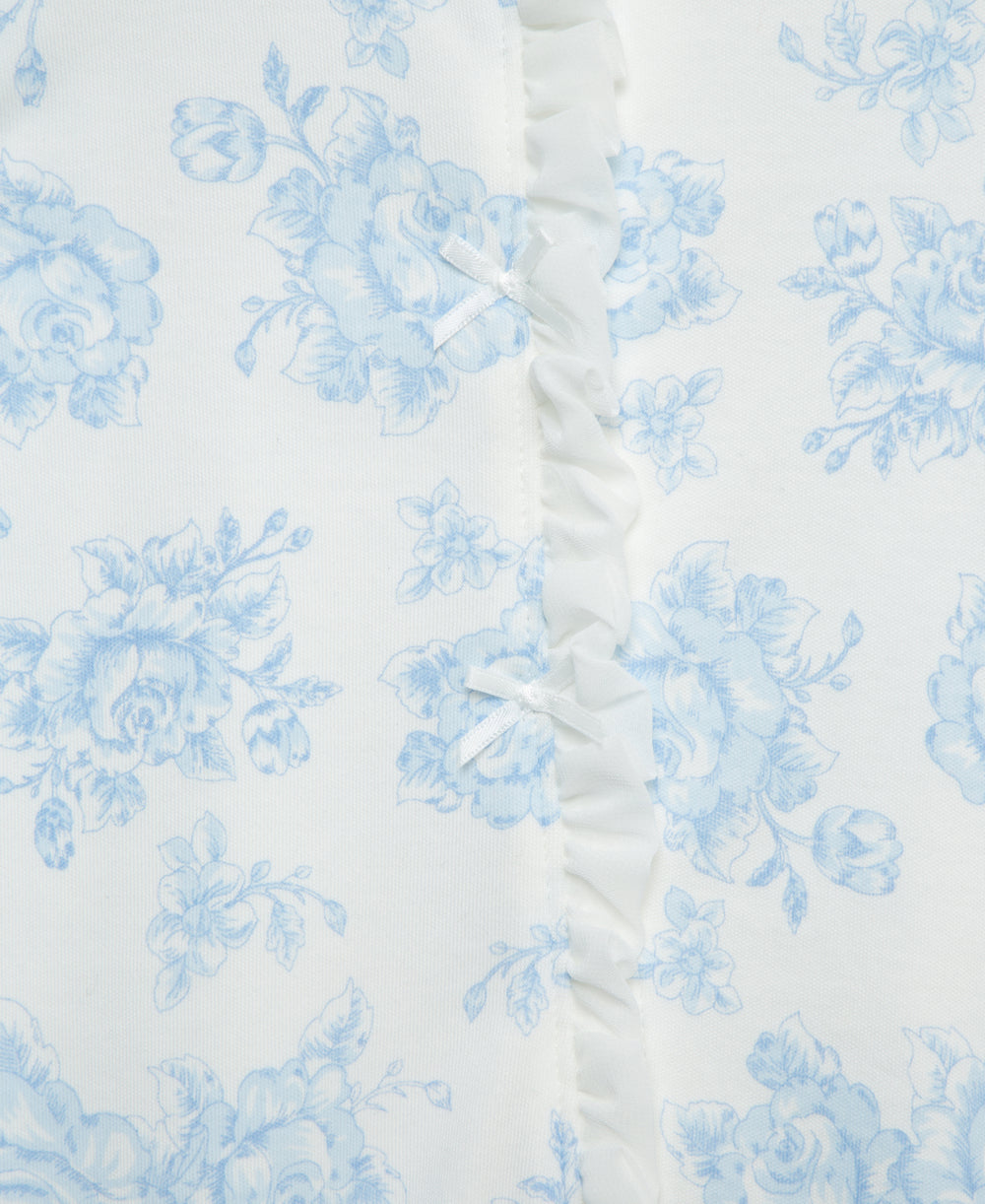 Blue Roses 2-Way-Zip Footed One-Piece And Headband