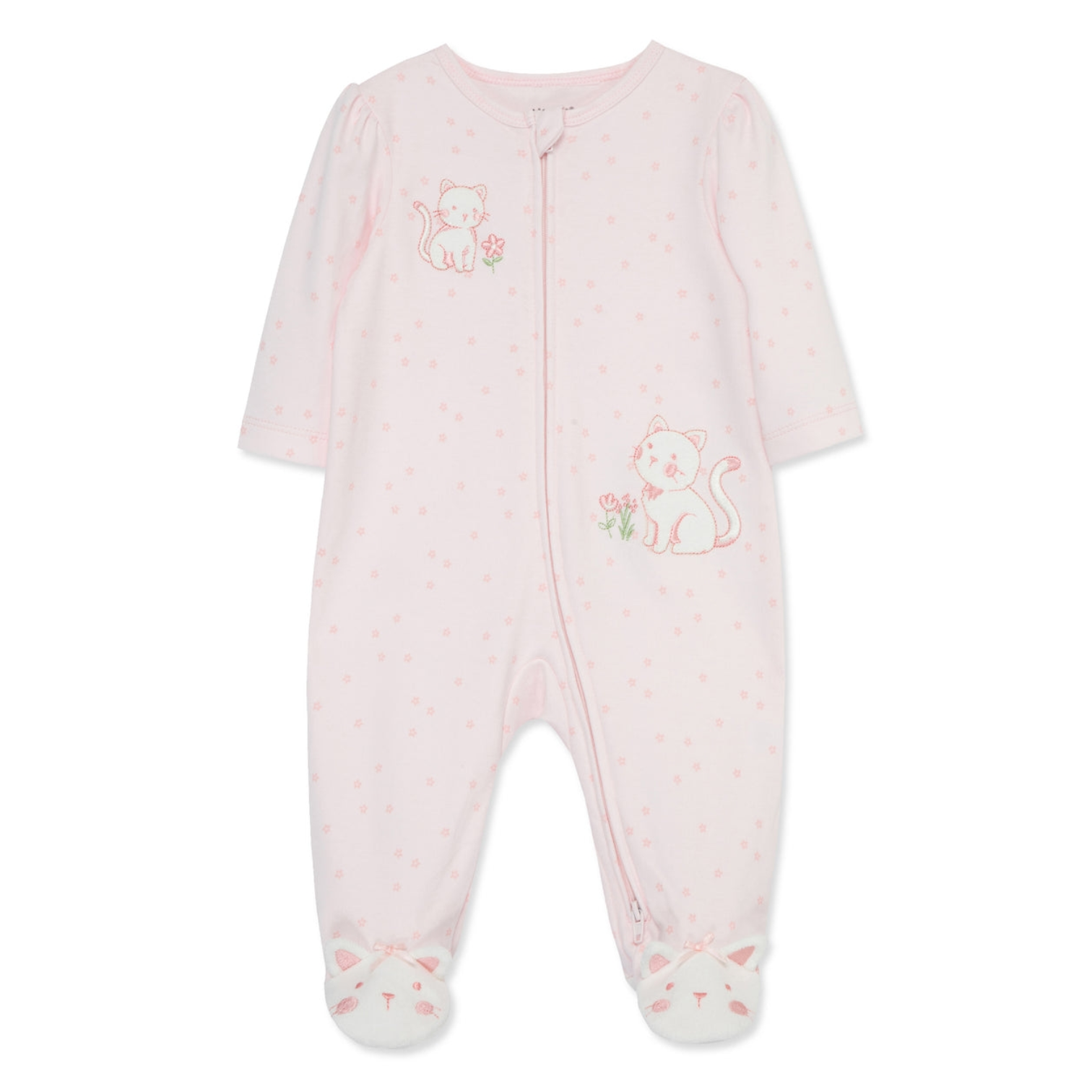 Kitties 2-Way-Zip Footed One-Piece