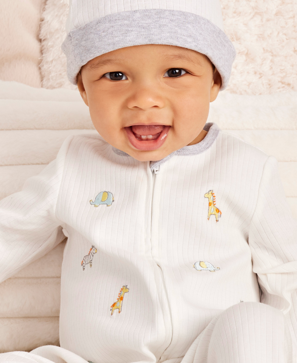 Safari 2-Way-Zip Footed One-Piece & Hat