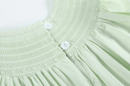 Honeydew Green Bunny Smocked Bishop Dress