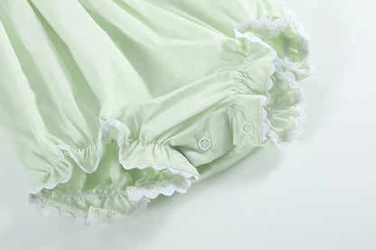 Honeydew Green Bunny Smocked Bishop bubble