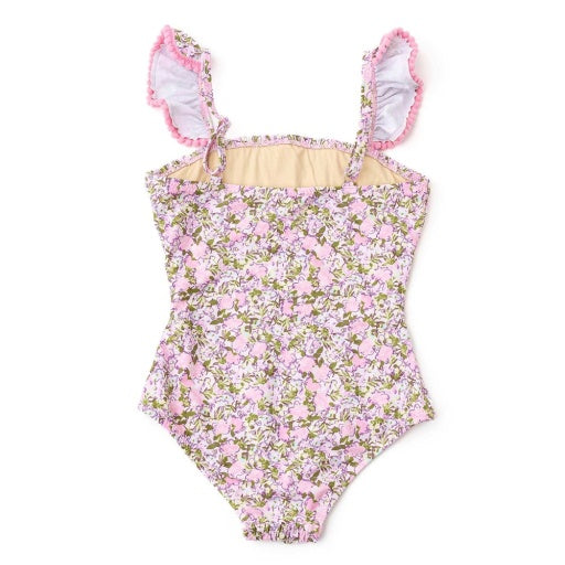 Blushing Blooms Girls Smocked One Piece Swimsuit