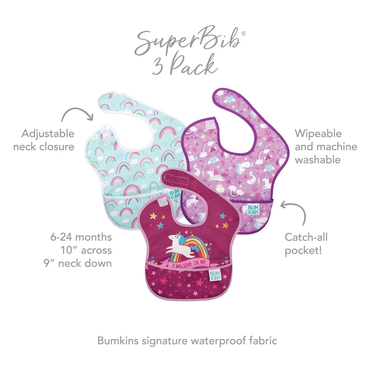 Super bib 3 pack Unicorn