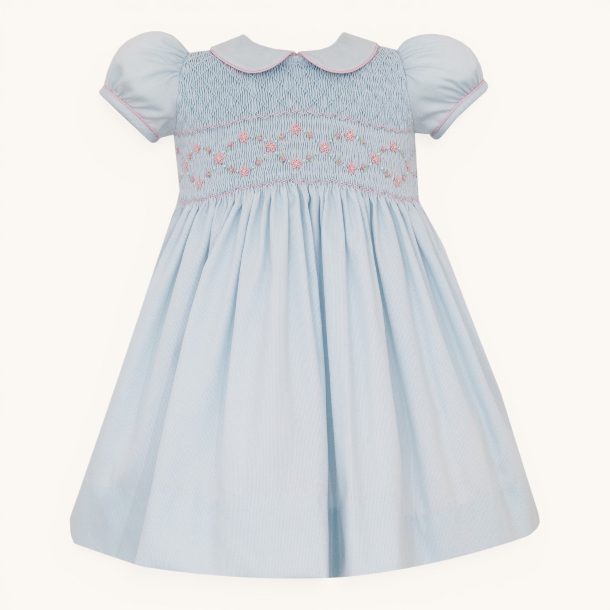 CATHERINE- Lt.blue french pique dress w/ white collar