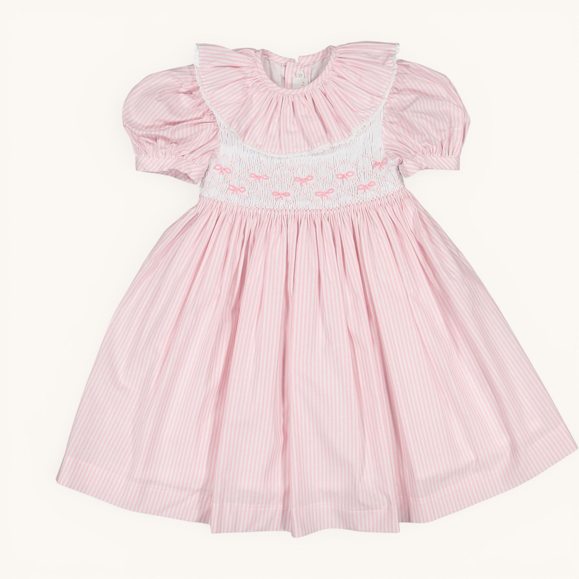 Rosé Stripes Smocked Dress