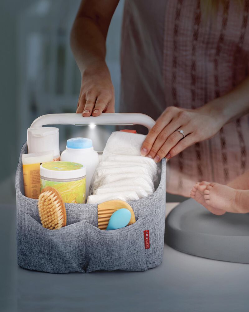 Nursery Style Light-Up Diaper Caddy -  Gris