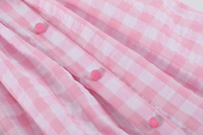 Pink Gingham Bunny Family Yoke Dress