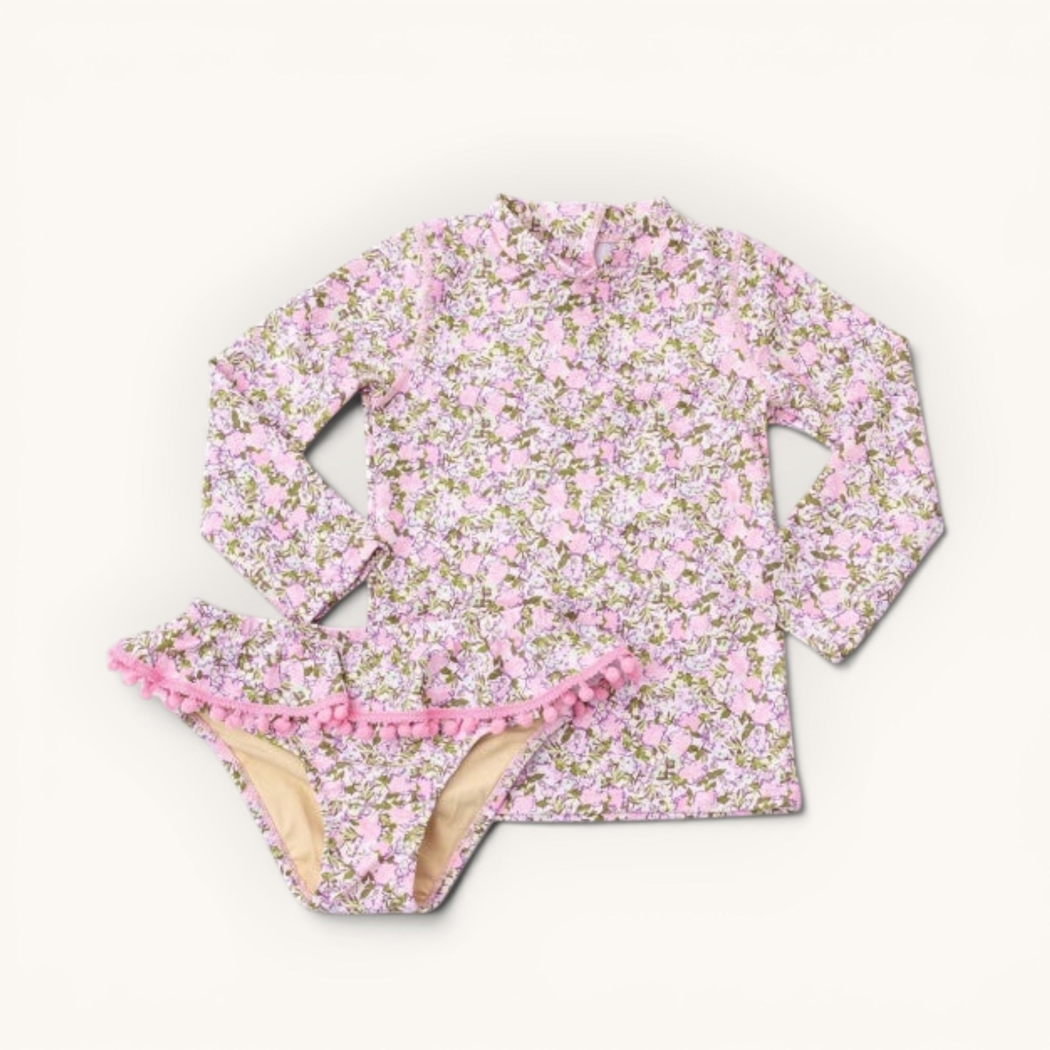 Blushing Blooms Girls Rashguard Swim Set