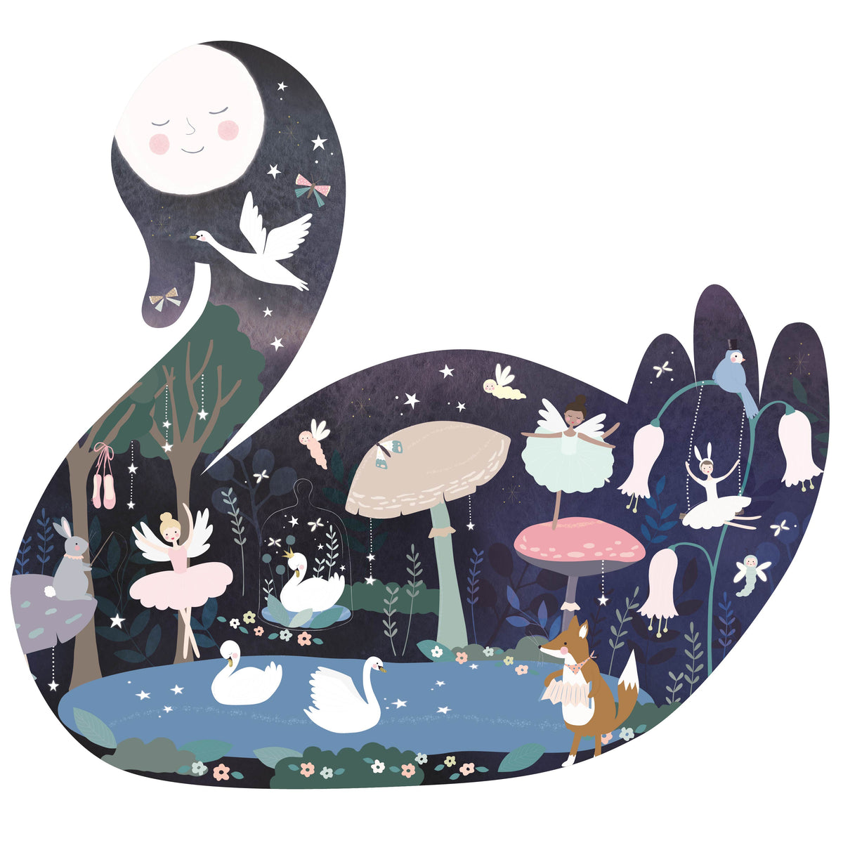 40 Piece Shaped Jigsaw - Enchanted Swan
