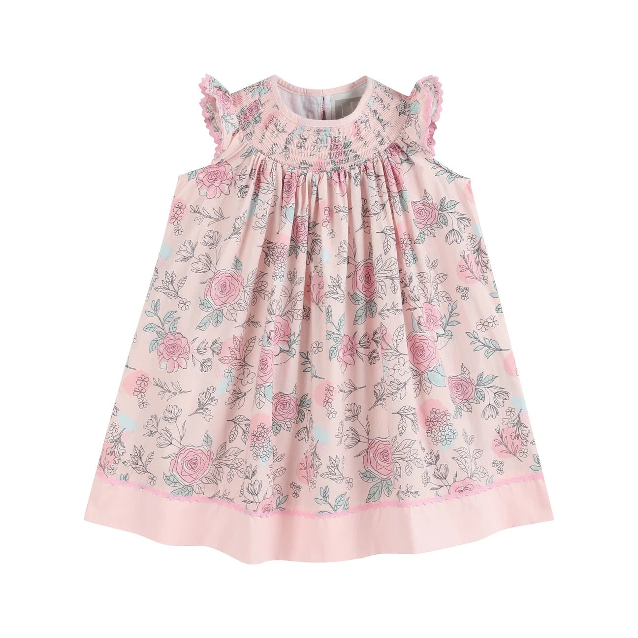 Pink rose smocked Dress