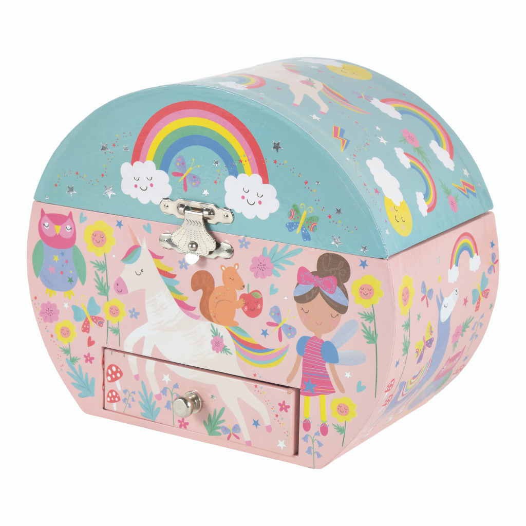 Musical Jewellery Box Oval - Rainbow Fairy