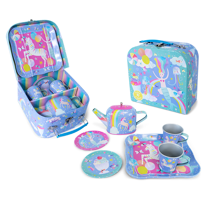 Tin Tea Set 7 Piece - Fantasy