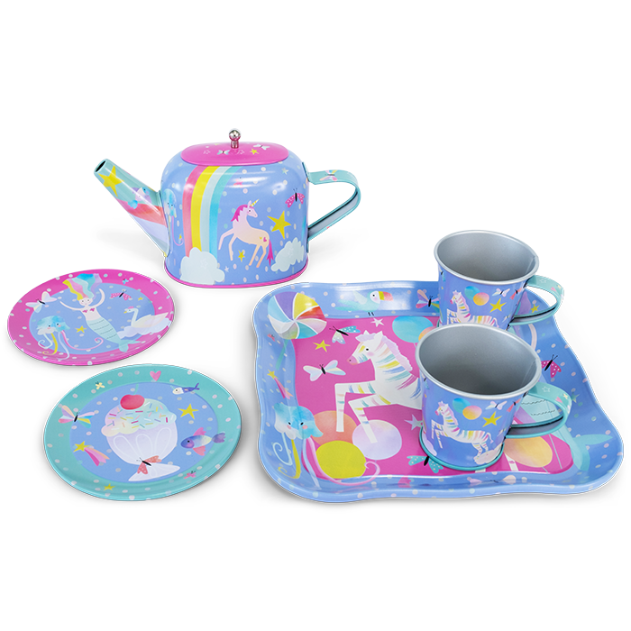 Tin Tea Set 7 Piece - Fantasy