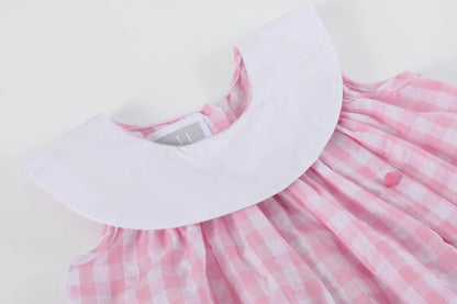 Pink Gingham Bunny Family Yoke Dress