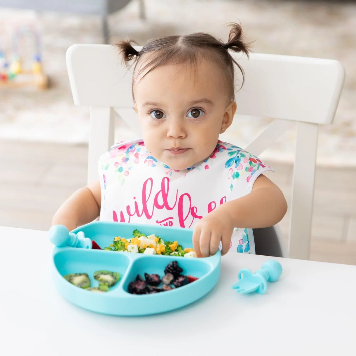 Silicone grip dish blue