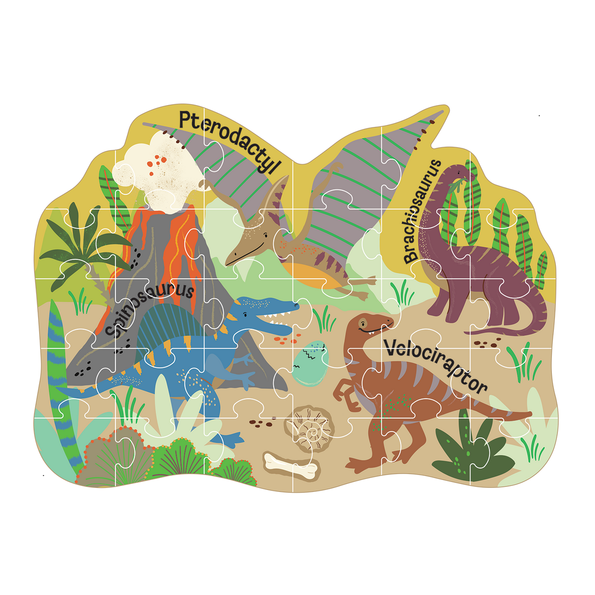 30 Piece Shaped Jigsaw - Dino