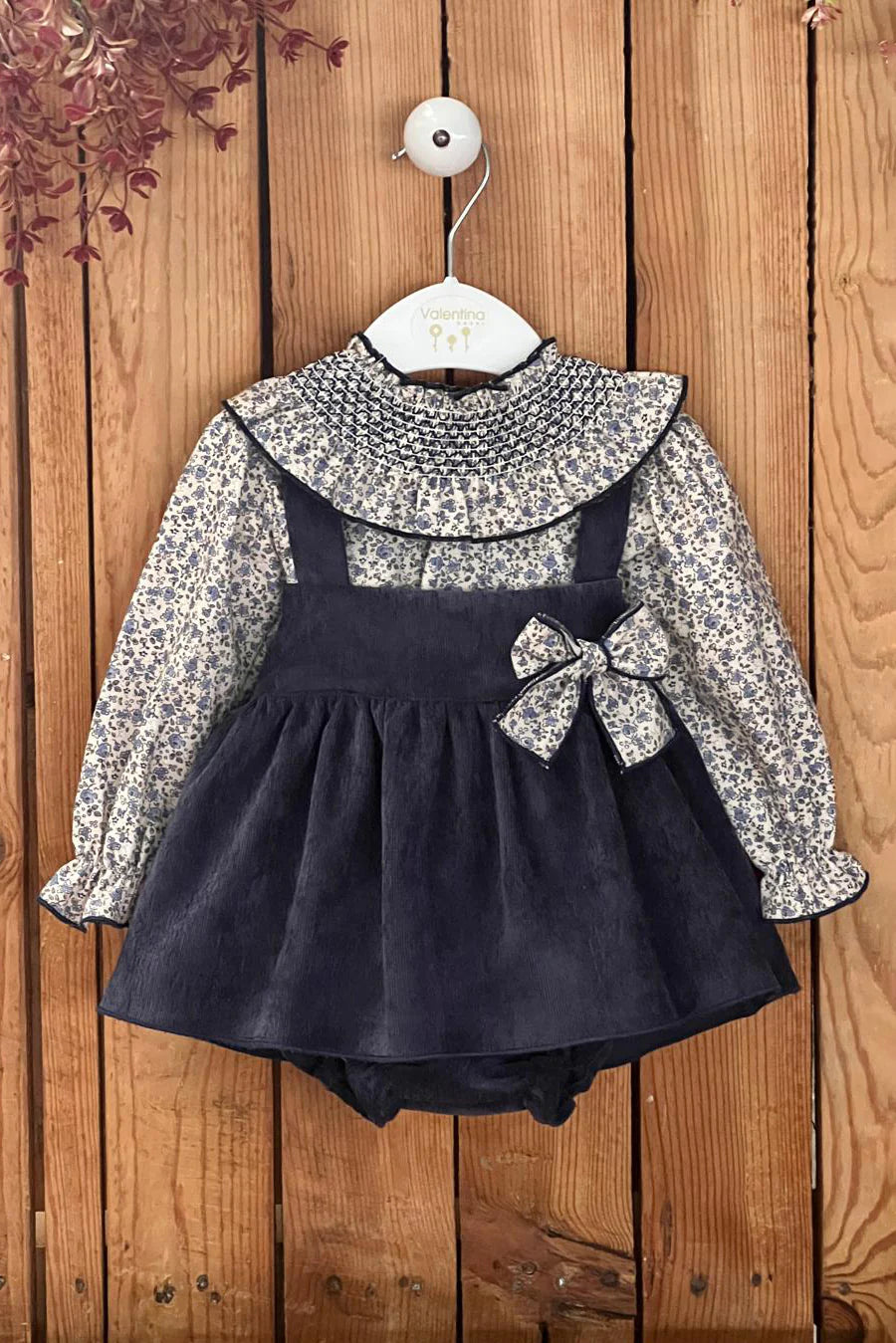 Dusky Blue Vintage Floral 3-Piece Dress Set