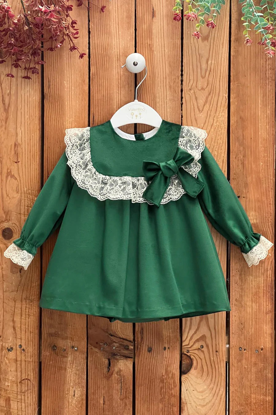 Emerald Green Velvet Lace Dress