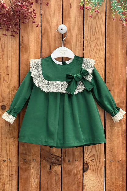 Emerald Green Velvet Lace Dress