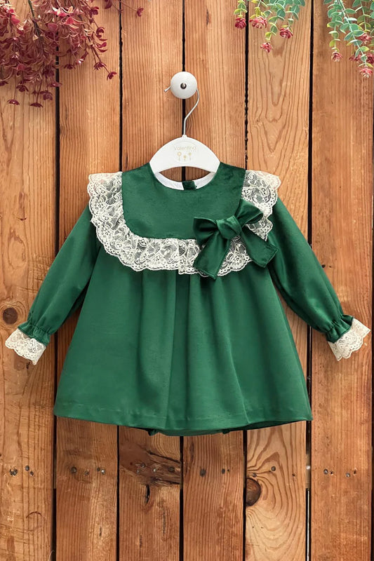 Emerald Green Velvet Lace Dress