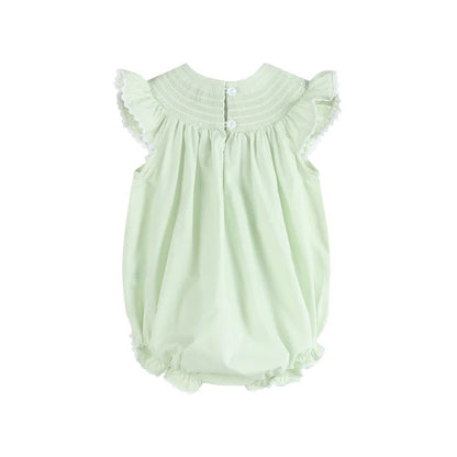 Honeydew Green Bunny Smocked Bishop bubble