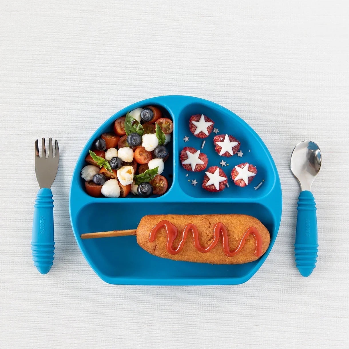Silicone grip dish dark blue