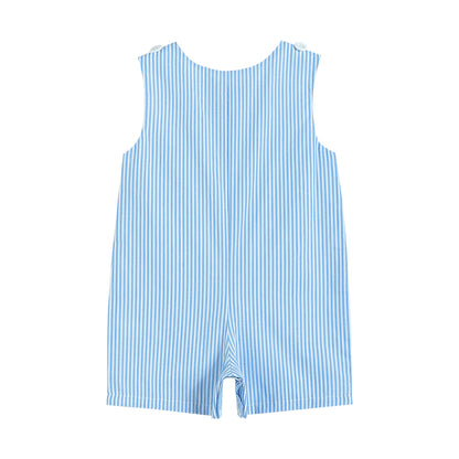 Blue Striped Bunny Train Shortalls