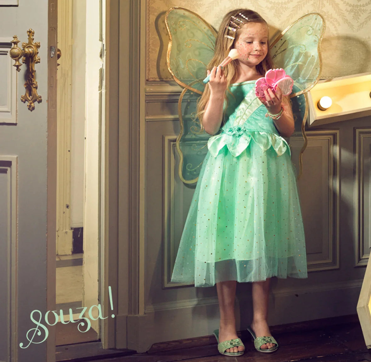 Camille -Dress and Wings Set (Green) 5-7 yrs
