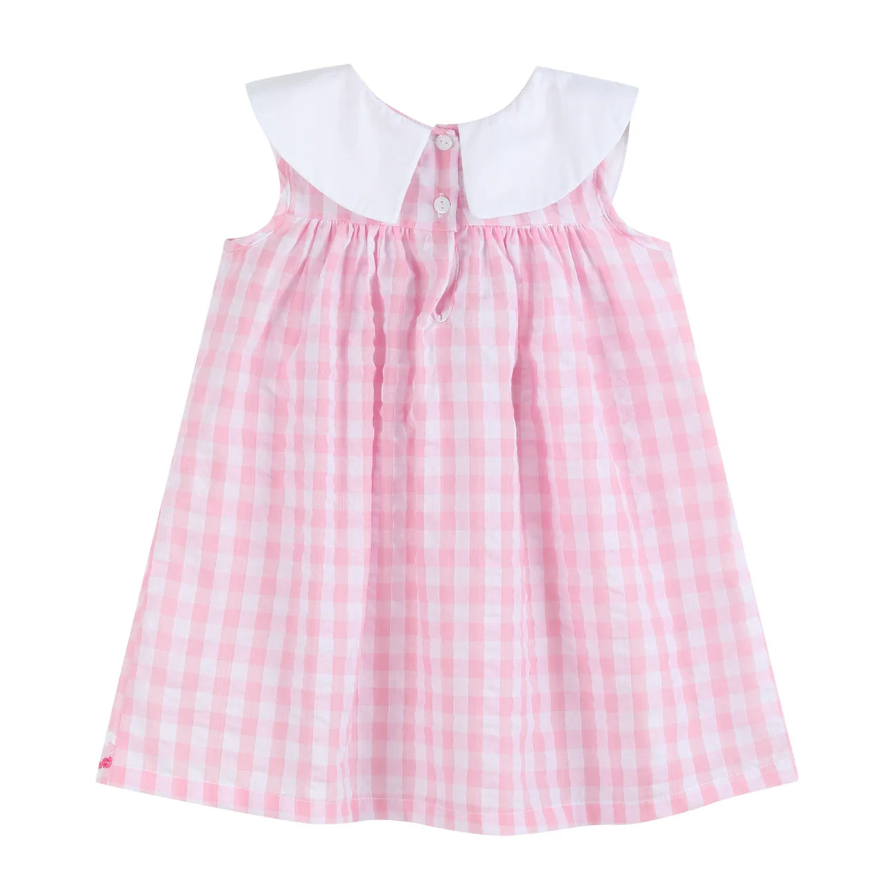 Pink Gingham Bunny Family Yoke Dress