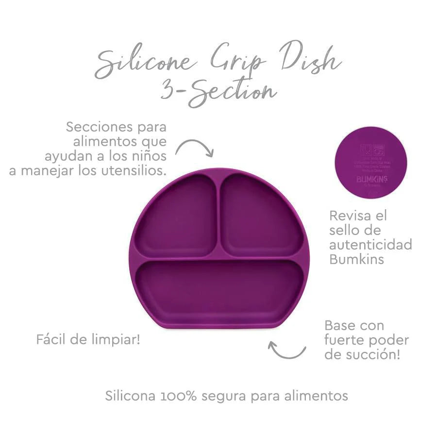 Silicone grip dish purple